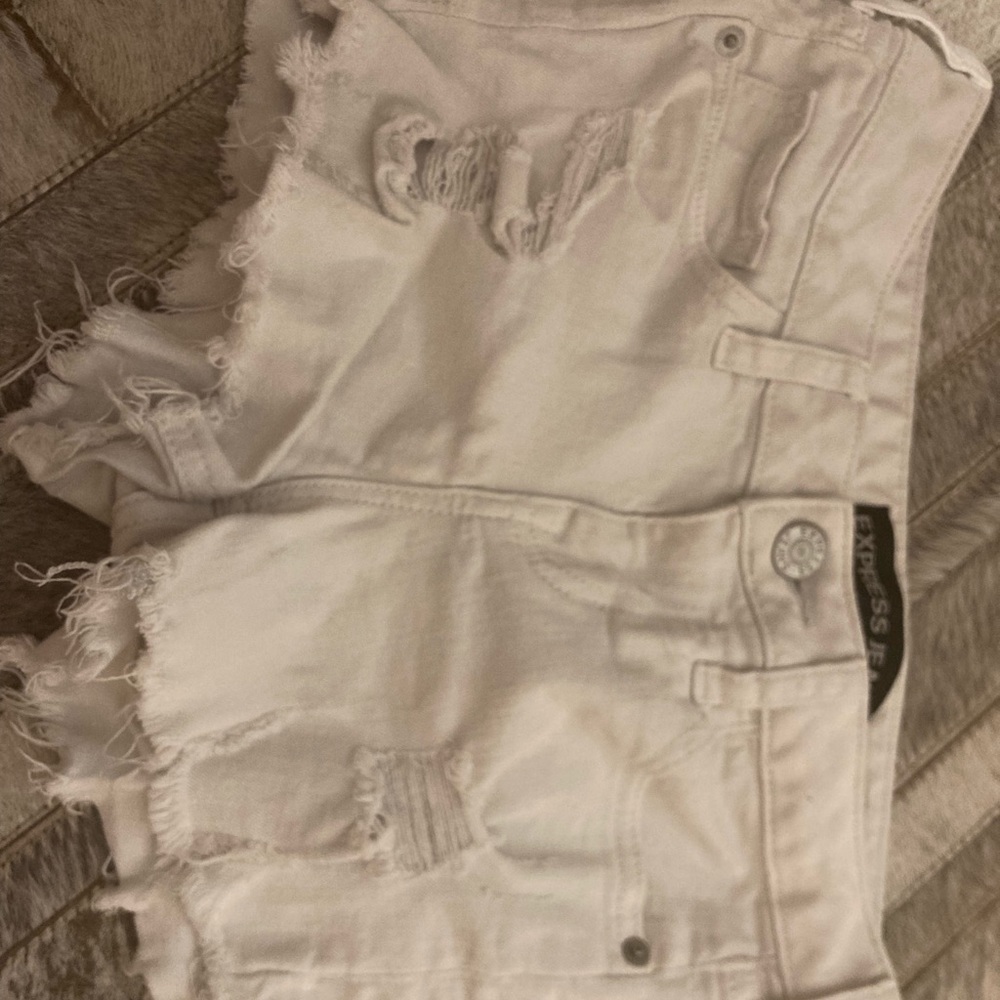 Express white jean shorts